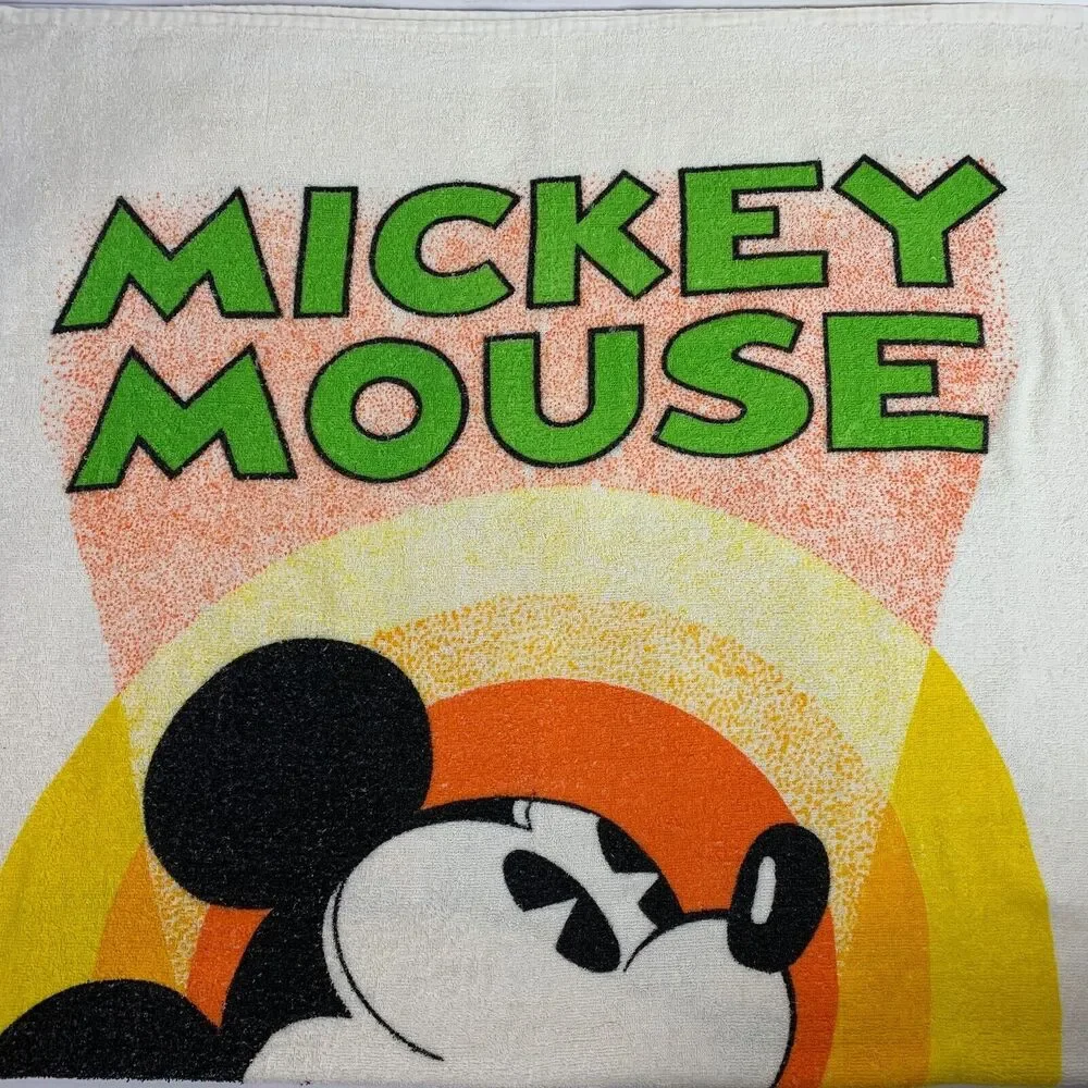 Vintage 80s 90s Mickey Mouse Beach Towel Walt Disney Disneyland Franco